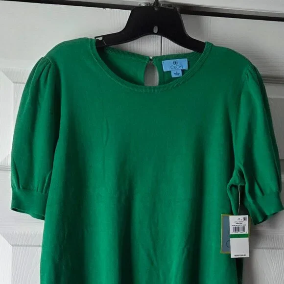 NWT CeCe Green Knit Top L - Picture 3 of 9
